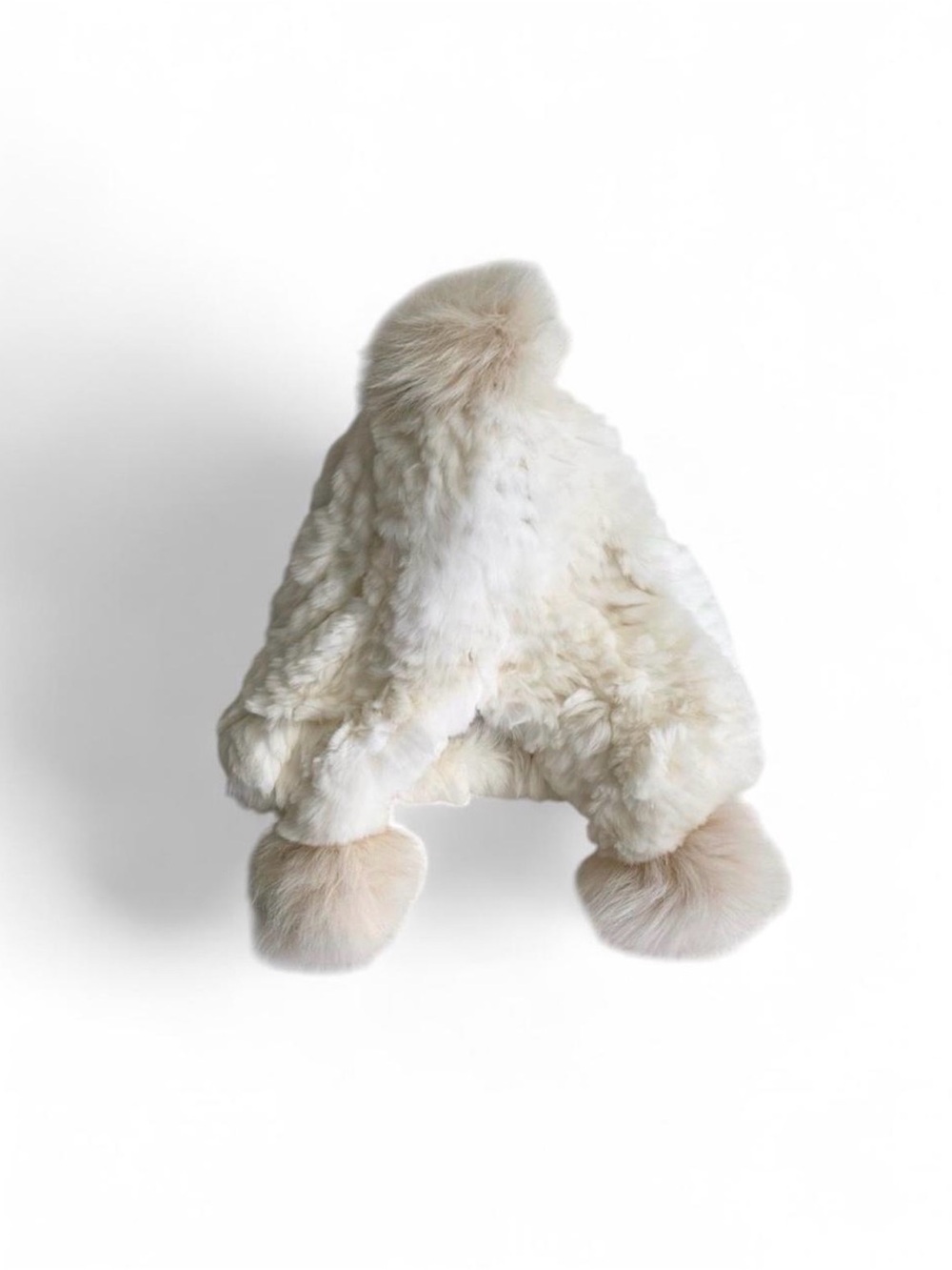 fluffy cream pom-pom winter hat